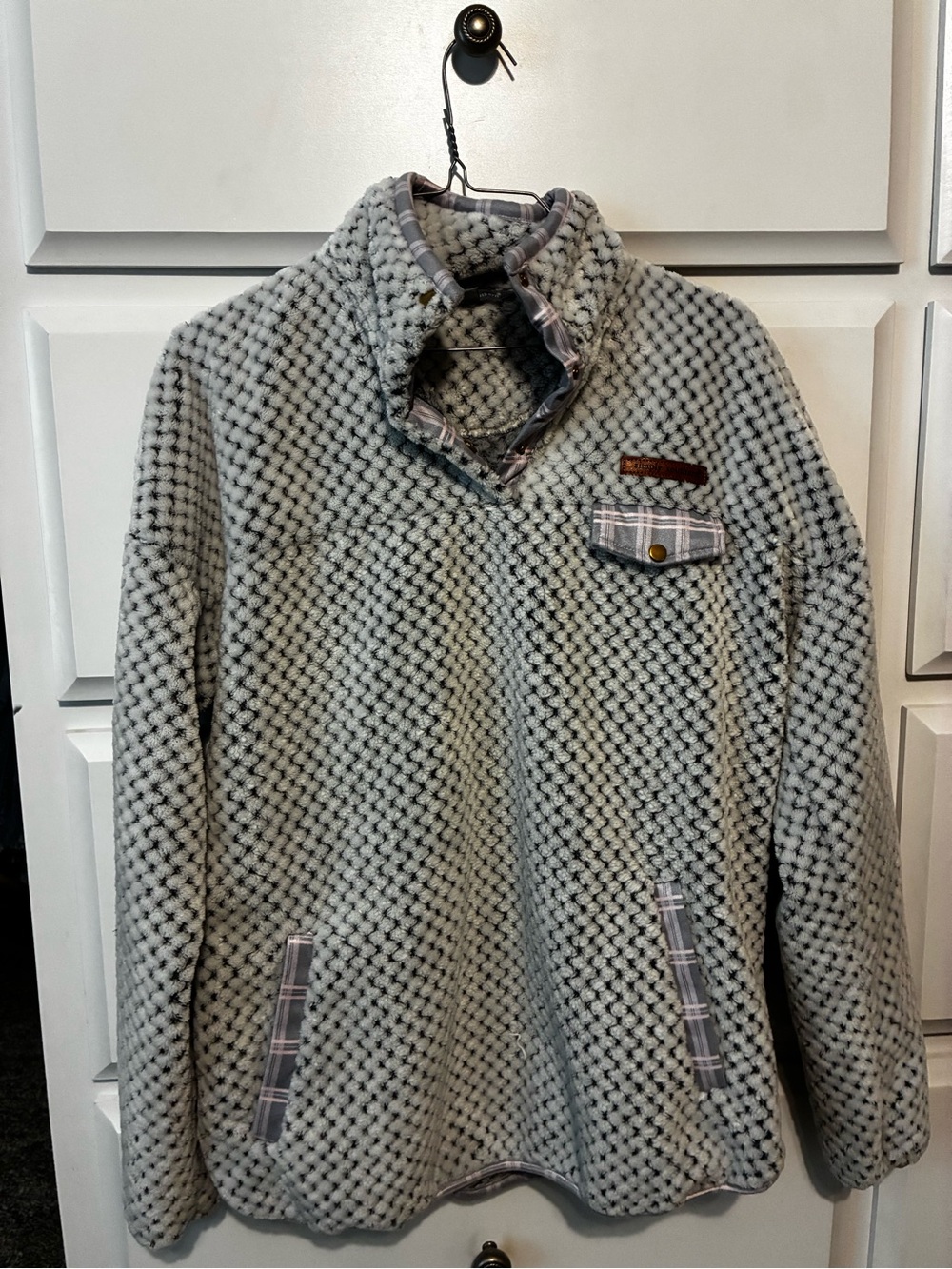 Women’s Cozy Grey Textured Pullover Jacket